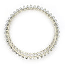 Rhodium Plated Silver Toned White Cubic Zirconia Studded Bangles Set Of 2