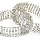 Rhodium Plated Silver Toned White Cubic Zirconia Studded Bangles Set Of 2