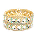 Gold Plated Multicolor Cubic Zirconia Studded Bangles Set Of 2