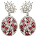 Rhodium Plated Tiny Tear Drops Red & White American diamond Small Drop Earrings