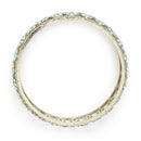 Gold Plated Floral Shaped Blue & White Cubic Zirconia Studded Bangles Set Of 2