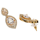 Gold Plated Teardrop White American Diamond Contemporary Drop Earrings