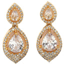 Gold Plated with White Tear Drop Shaped American Diamond Small Drop Earrings