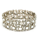 Rhodium Plated Silver Toned Mirror & Cubic Zirconia Studded Bangles Set Of 2