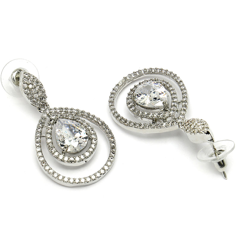 Premium White Stud Earrings with American Diamonds