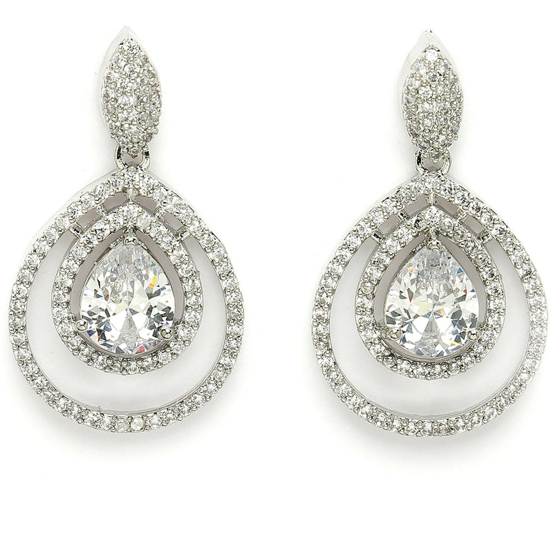 Premium White Stud Earrings with American Diamonds