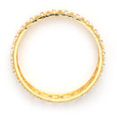 Gold Plated Floral Shaped White Pearl Studded Bangles Set Of 2