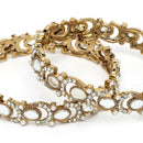 Gold Plated Gold Toned Mirror & Cubic Zirconia Studded Bangles Set Of 2