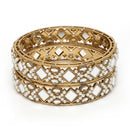 Gold Plated Square Shaped Mirror & Pearl Studded Bangles Set Of 2