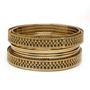 Gold-Plated Mehendi Toned Textured Bangles Set Of 12