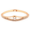 Rose Gold Plated Classic White Cubic Zirconia Studded Cuff Bracelet