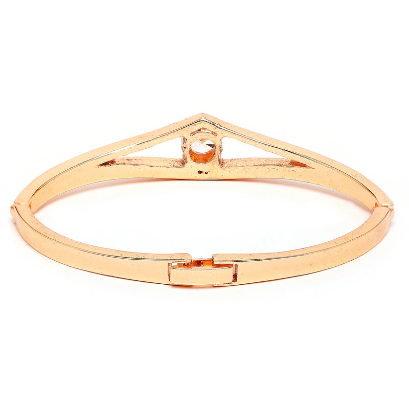 Rose Gold Plated Classic White Cubic Zirconia Studded Cuff Bracelet