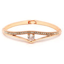 Rose Gold Plated Classic White Cubic Zirconia Studded Cuff Bracelet