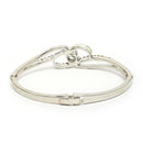 Rhodium Plated Silver Toned White Classic Cubic Zirconia Studded Cuff Bracelet