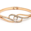 Rose Gold Plated Classic White Cubic Zirconia Studded Cuff Bracelet