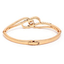 Rose Gold Plated Classic White Cubic Zirconia Studded Cuff Bracelet