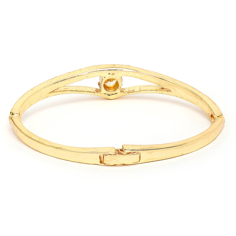 Gold Plated Classic White Cubic Zirconia Studded Cuff Bracelet