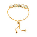 Traditional Gold Plated Circular Shaped Kundan Studded Wraparound Bracelet