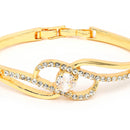 Gold Plated Classic White Cubic Zirconia Studded Cuff Bracelet