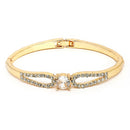 Gold Plated Classic White Cubic Zirconia Studded Cuff Bracelet