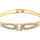 Gold Plated Classic White Cubic Zirconia Studded Cuff Bracelet