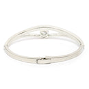 Rhodium Plated Silver Toned Classic White American Diamond Studded Cuff Bracelet