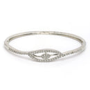 Rhodium Plated Silver Toned White Cubic Zirconia Studded Cuff Bracelet