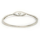 Rhodium Plated Silver Toned White Cubic Zirconia Studded Cuff Bracelet