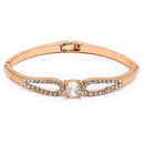 Rose Gold Plated Classic White American Diamond Studded Cuff Bracelet