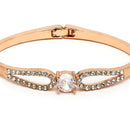 Rose Gold Plated Classic White American Diamond Studded Cuff Bracelet