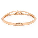 Rose Gold Plated Classic White American Diamond Studded Cuff Bracelet
