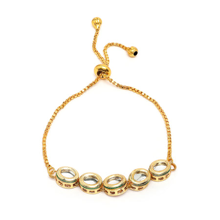 Traditional Gold Plated Kundan Studded Wraparound Bracelet