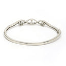 Rhodium Plated Silver Toned White Cubic Zirconia Studded Cuff Bracelet