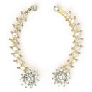 Gold Plated Floral Shaped American Diamond Studded Ear Climber Earrings
