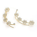 Gold Plated Floral Shaped American Diamond Studded Ear Climber Earrings