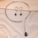 Luxury Blue Stone Lariat Necklace Set