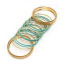 Gold-Plated Textured Matte Finish Teal Velvet Bangles Set Of 30