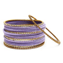 Zeneme Gold-Plated Matte Finish Violet Velvet Cz Studded Bangles Set Of 36
