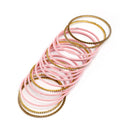 Zeneme Gold-Plated Matte Finish Pink Velvet Cz Studded Bangles Set Of 36