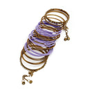 Gold-Plated Violet Matte Finish Velvet Cz Studded Tasselled Bangles Set Of 56