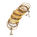 Gold-Plated Yellow Matte Finish Velvet Cz Studded Tasselled Bangles Set Of 56