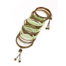 Gold-Plated Pastel Green Matte Finish Velvet Cz Studded Tasselled Bangles Set Of 56