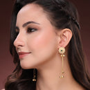 Gold Plated Ethnic Long Chain Ghungroo Kashmiri Earrings