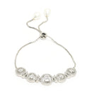 Rhodium Plated Silver Toned Circular Shaped White American Diamond Studded Jewellery Sets Combo