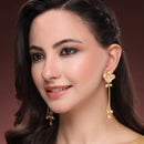 Gold Plated Floral Design Ethnic Ghungroo Kashmiri Earrings