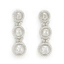 Rhodium Plated Silver Toned Circular Shaped White American Diamond Studded Jewellery Sets Combo