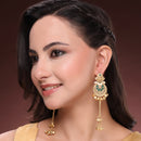 Gold Plated Festive Long Chain Ethnic Ghungroo Kashmiri Earrings