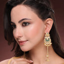 Gold Plated Festive Long Chain Ethnic Ghungroo Kashmiri Earrings
