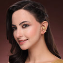 Gold Plated Antique Earrings With Pearl Drop Ear Cuff