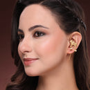 Gold Plated Antique Earrings With Pearl Drop Ear Cuff